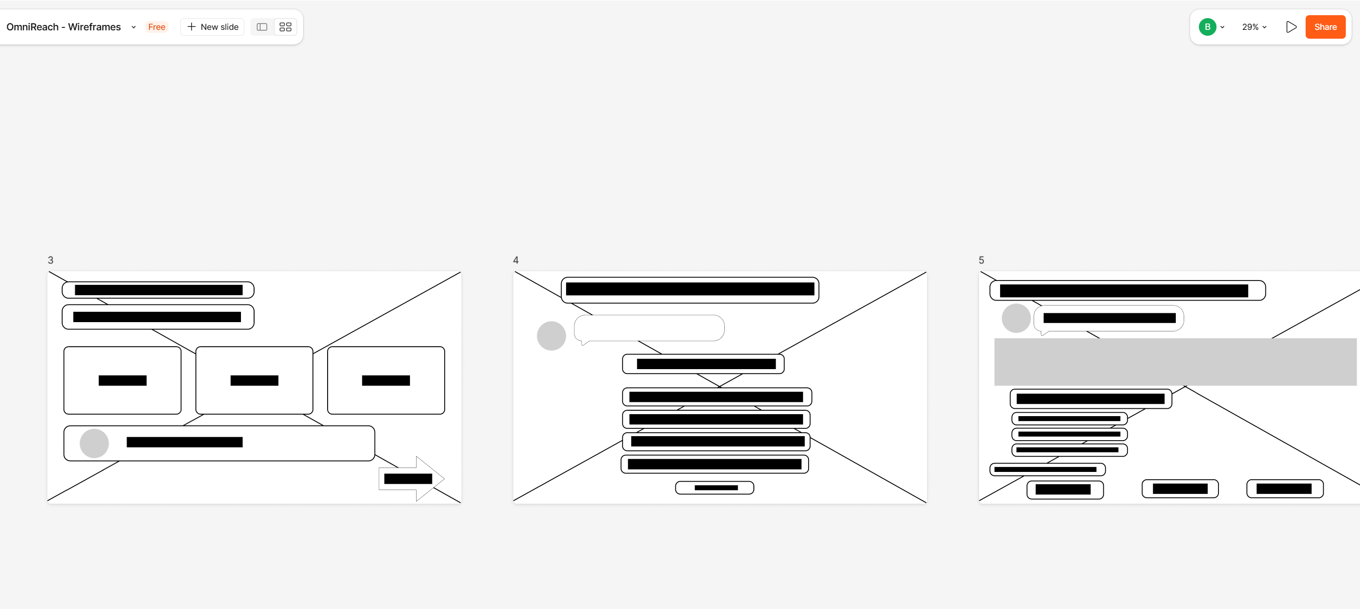 OmniReach wireframe mockups